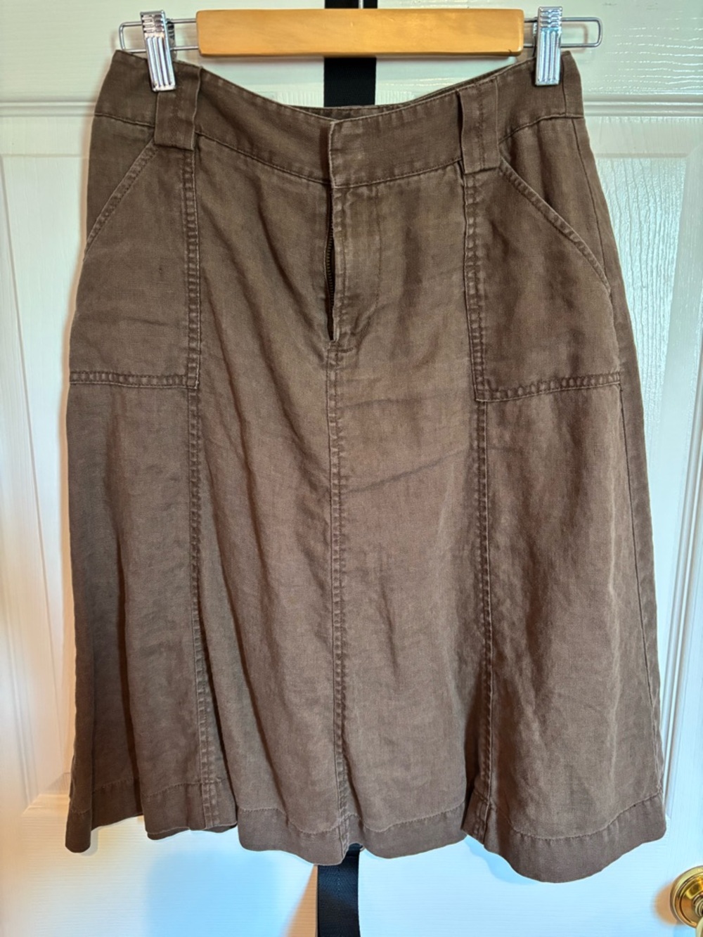 Eddie Bauer Brown A-Line Skirt with Front Paneling